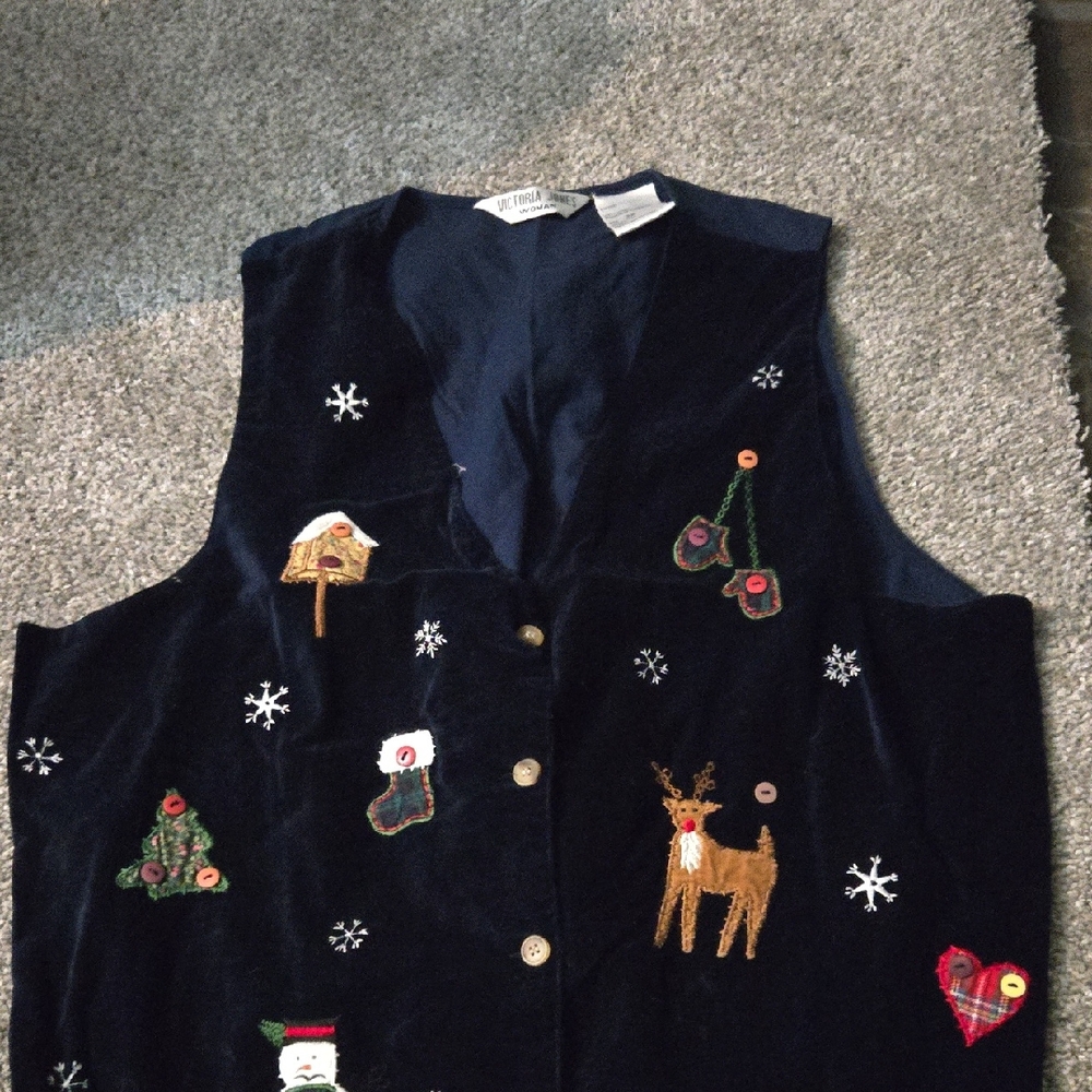 Victoria Jones Woman Navy Festive Vest